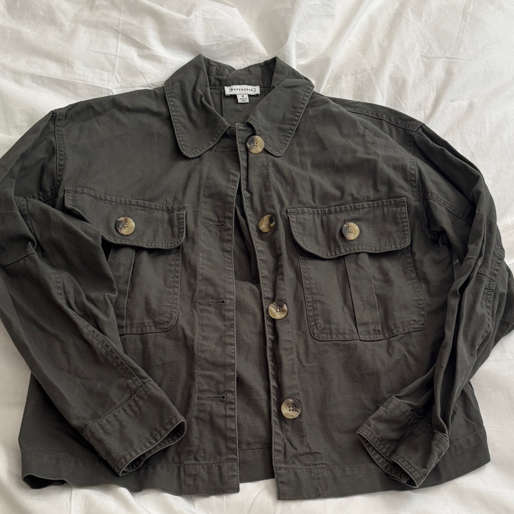 Dark Olive Button-Up Jacket
